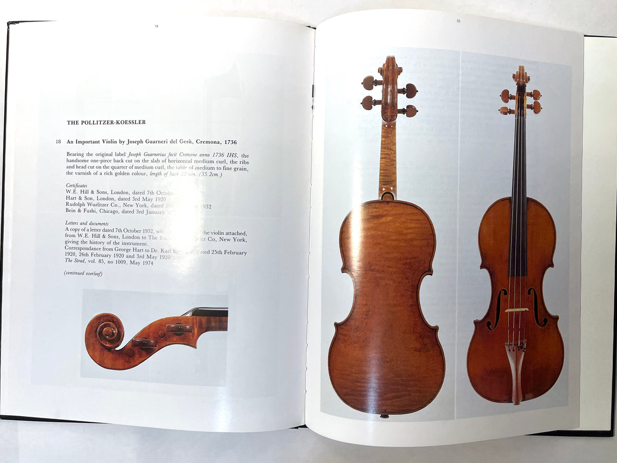 The Sam and Rie Bloomfield Foundation: Violins & Bows, Sotheby’s, Nov. 23, 1988, HC, VG.